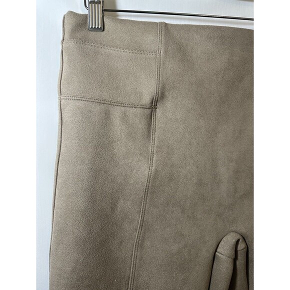 SPANX Faux Suede Tan Taupe Skinny Pull On Stretch Pants Leggings Women's LARGE - Picture 3 of 11